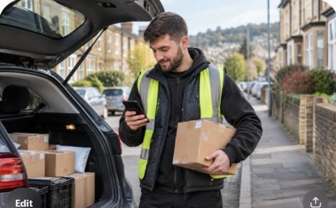 UK self-employed delivery driver loading their car