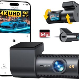 4K Dash Cam Front and Rear with 64GB Card & WiFi